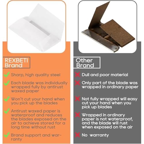 REXBETI 1000PCS Single Edge Razor Blades, Industrial Razor Blades, Box Cutter Replacement Blades, Glass Scraper Razor Blades