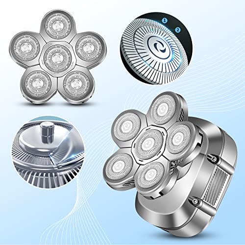 Replacement Head for Electric Shaver Mens Electric Razor Head 6D - Close Head Shavers for Men Replacement Head - Wet & Dry Bald Shavers Blades Waterproof Shavers Replacement Blades Head£¨Gray£©