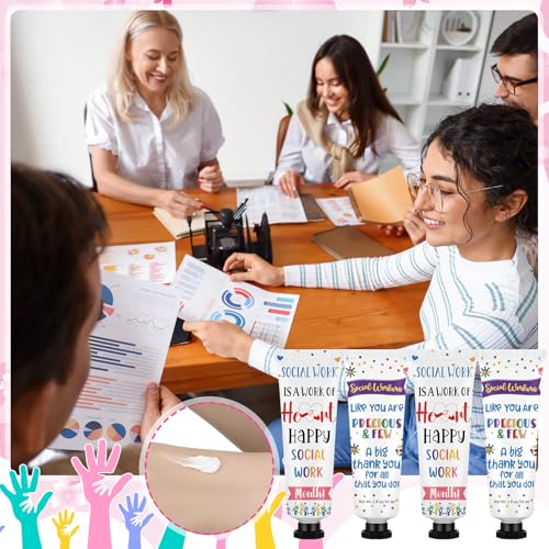 Loopeer 24 Pcs Social Worker Appreciation Gifts Bulk Hand Cream Set Social Work Month Gifts Travel Size Double Sided Hand Lotion for Women Men Dry Cracked Hands