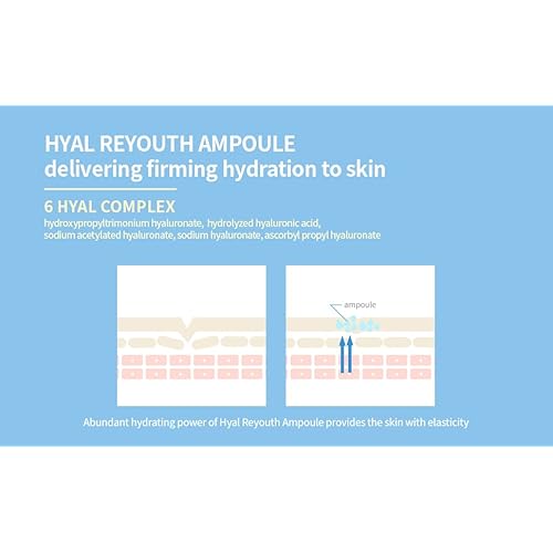 Dr.Ceuracle Hyal Reyouth Ampoule 1.69 Fluid Ounce, Revitalizing Moisturizing for Weak and Exhausted Skin Hyaluronic Acid Complex Highly Concentrated Ampoule