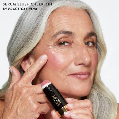 LAURA GELLER NEW YORK Serum Staples Soothing Blush + Lip Duo - Blush Cheek Tint, Practical Pink + Jelly Balm Lip Serum, There She Rose