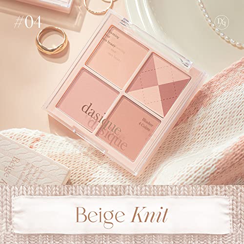Dasique Blending Mood Cheek 04 Beige Knit l Vegan, Cruelty-Free l 4 Blendable Shades in Lightweight, Long-lasting, Smooth Powder
