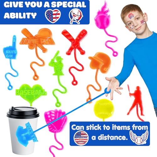 48PCS Baseball Party Favors - 24PCS Temporary Tattoos & 24PCS Stick Hands Party - Perfect Birthday Party Supplies, Goodie Bag Stuffers, Treasure Box Toys, Classroom Prizes, and Student Gifts