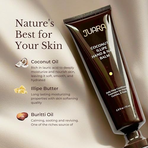 Juara Hand & Nail Balm - Anti Aging Hand Cream for Dry Cracked Hands - Cuticle Treatment with Coconut Oil & Shea Butter - Moisturizing Hand Cream for Women - Natural Ultra-Rich Hand Balm