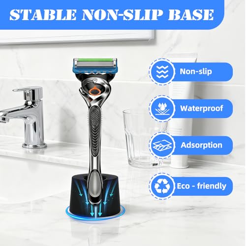 Razor Holder Compatible with Gillette Razor,2 Pack Anti-slip ABS Draining Razor Stand Compatible with Gillette Razor For Bathroom,2PCS Cleaning Brushes Included