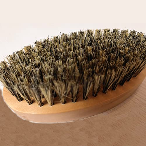 Fan Wu Beard Brush and Dual-Sided Wood Comb Set ? Natural Boar Bristle Grooming Kit with Velvet Travel Pouch, Anti-Static for Beard, Mustache & Hair ? Gift for Men