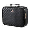 Makeup Bag with LED Lighted Mirror 12.2 IN Travel Makeup Bag Adjustable Brightness in 3 Colors Cosmetic Organizer Artist Storage Bag with Dividers Brush Holder Bag Vanity Black Checkerboard