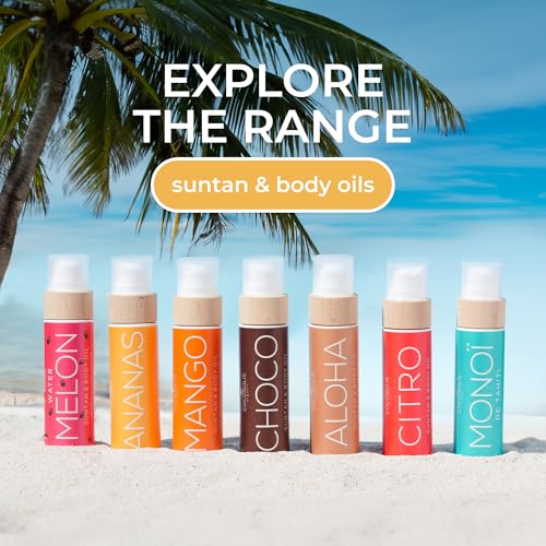 COCOSOLIS CHOCO Suntan & Body Oil XL - Organic Tanning Oil - Deep Chocolate Tan - Tanning Lotion Accelerator for Indoor and Outdoor Tanning Beds (6.76)