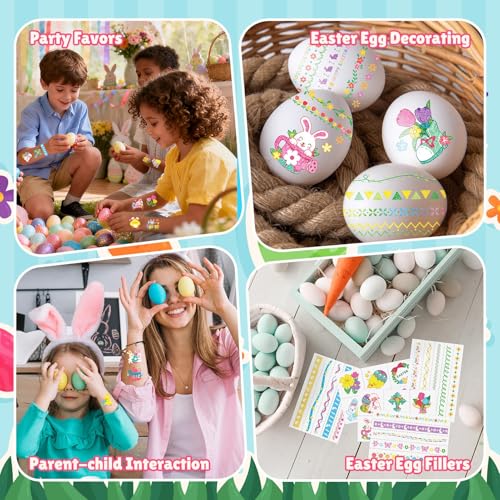 EMOME Glitter Easter Tattoos for Kids, 88 PCS Tattoo Stickers for Egg Decorating Kit, Eater Egg Fillers, Basket Stuffers, Party Favor Decoration, Kids Easter Crafts Game Activities Essentials