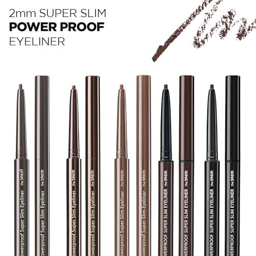 THESAEM Eco Soul Powerproof Super Slim Eyeliner - Smudge Proof Gel Eyeliner - Micro Precision Tip (2mm) - Highly Pigmented & Long-lasting Eye Makeup Glides on Smoothly, 0.1g (BR05 Choco Brown)
