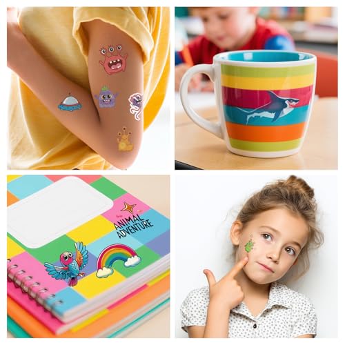 Temporary Tattoos for Kids, 60 Pcs Cool Designs Fake Tattoos for Boys, Safe and Waterproof Temporary Tattoos Stickers, Best Choice for Birthday Parties, Gifts, School Reward Activities