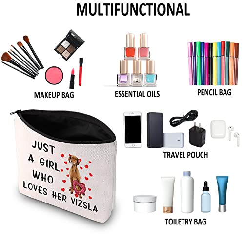 G2TUP Vizsla Dog Lover Gift - Makeup Bag for Vizsla Mom & Owner - White Zipper Travel Bag