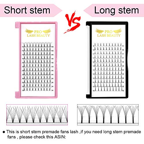 Premade Fans Eyelash Extensions 6D-D-0.10-14 Short Stem Premade Volume Eyelash Extensions .07 .10 C D Curl Pre made Lash Fans 9 to 20 mm Volume Lash Extensions (6D-D-0.10,14mm)
