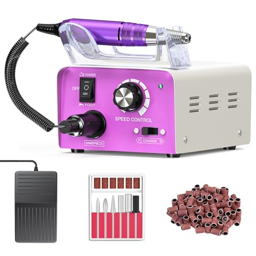 Subay Electric Nail File - 35,000RPM Professional Efile Machine for Acrylic Gel Polish Removal, Nail Drills Manicure Pedicure Kit with 100 Sanding Bands