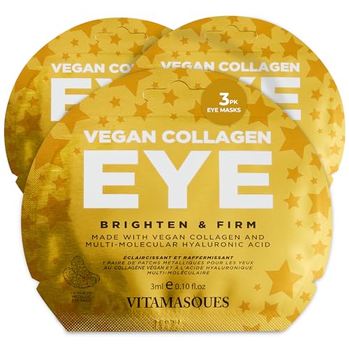 Vitamasques Under Eye Patches 3-Pack - Firming & Brightening - Anti Aging Collagen Korean Skin Care Reduce Fine Lines, Puffiness, Wrinkles & Dark Circles - Hyaluronic Acid - Vegan & Cruelty-Free