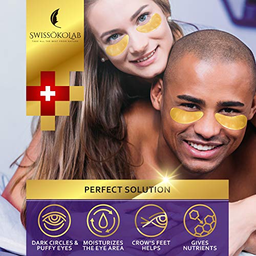 SWISS?KOLAB Under Eye Patches For Puffy Eyes 24k Gold Eye Mask Dark Circles And Puffiness Collagen Eye Gel Pads Moisturizing & Reducing Wrinkles Anti-Aging Hyaluronic Acid (Revitalising)