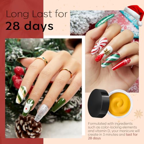 Modelones Christmas Dip Powder Nail Kit 20 Colors, Red Green Brown Orange Glitter Dipping Powder Starter Set Base&Top Activator Liquid French Nail Art Salon DIY Kit Gifts for Women