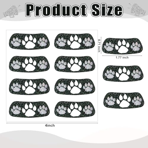 Blulu 24 Pairs Glitter Paw Eye Black Temporary Tattoos Paw Face Tattoo Sticker Claws Sports Eyeblack Cheek Cheers for Football Baseball Softball Birthday Party Sports Fan Cheerleader Supplies(Black)