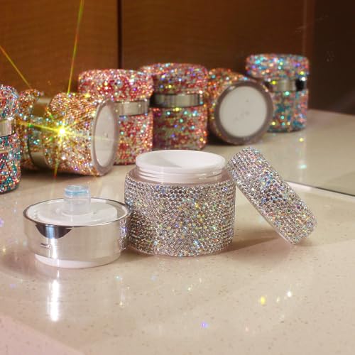 Luxury Bling 30ml Refillable Cream Empty Dispensing Bottle Portable Lotion Containers, Makeup Pot Bottle Pump Jar, Eye Cream Dispensing Box Set (Silver01)