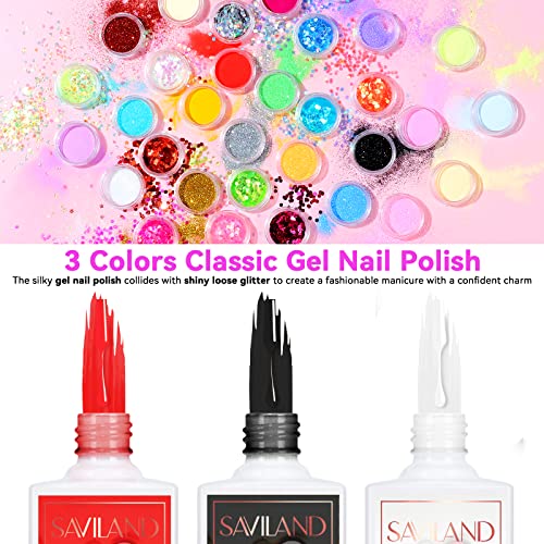 SAVILAND Acrylic Nail Kit with U V Light ? Acrylic Nails Set Christmas Gift Set for Beginners with Nails Brush Practice Finger Portable Nail Drill for for Home DIY