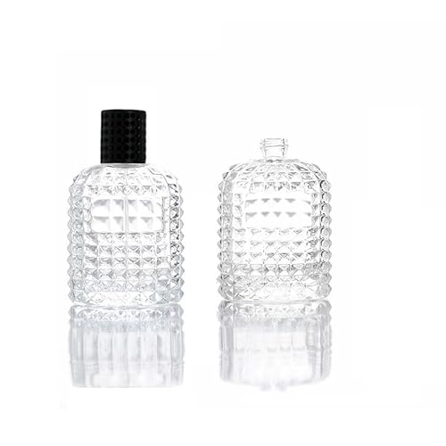 2 Pcs 100ml Glass Atomizer Perfume Spray Bottle, Clear Portable Empty Refillable Sprayer Fine Mist Sprayer Container for Essential Oil, Cosmetic (Black Cap)