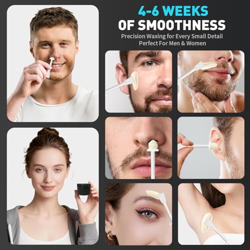 Galdino Nose Wax Kit Men & Women, Nose Hair Wax Kit With 30 Sticks, Painless Nose & Ear Hair Removal, Usb Fast Heat Mini Wax pot, Smart Constant Temp