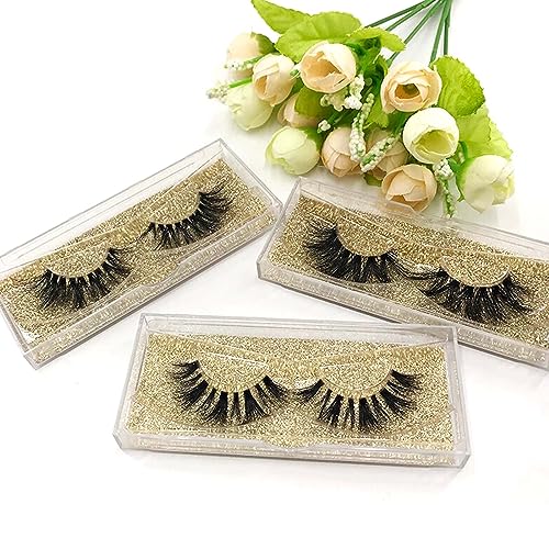 JAPCHET 40 Pack 4.3x2 Inch Transparent Empty Eyelash Cases, Plastic Eyelash Case with Eyelash Tray and Gold Glitter Card Paper, False Eyelash Storage Box Case for Makeup Artists, Women