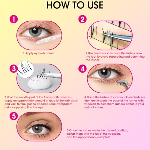 Cateye Bottom Lash Clusters DIY lash Extensions Lower Individual Lashes Cat Eye Bottom Cluster Lashes Bottom Eyelashes Clear Band