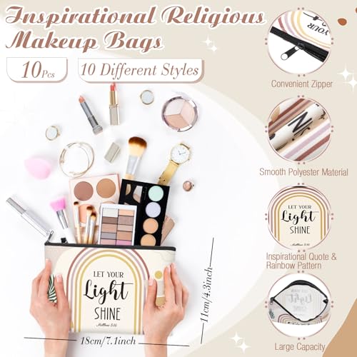 Talltalk 20 Pcs Christian Gift Bulk for Women Religious Cosmetic Bag Inspirational Scripture Keychain Church Favors for Women Mother Sister (Bohemian Style)