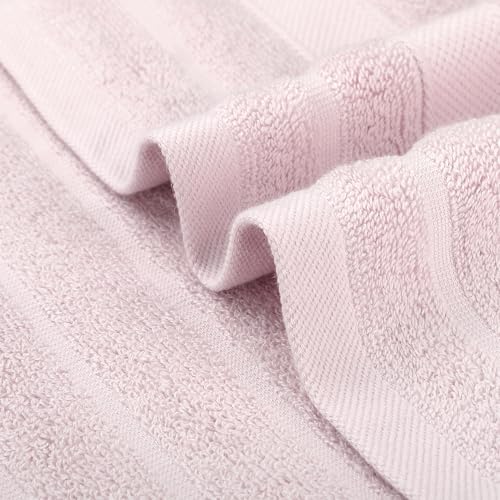 Striped 12 Pack Washcloths, Pure Cotton Face Towels, Comfort Towels for Bathroom, Hotel, Spa 14"x14" Pink