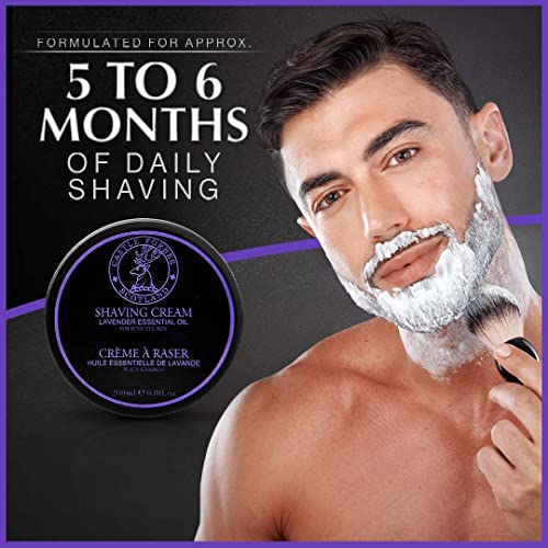 Castle Forbes Lavender Shaving Cream For Men, 6.8 fl.oz. | Moisturizing Smooth Shave Lather w/ Esseantial Oils | Protects Sensitive Skin From Razor Burn & Irritation | Luxury Grooming & Beard Care