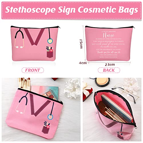 Sabary 20 Pcs Nurse Makeup Canvas Bags Bulk Nurse Appreciation Gifts Nursing Thank You Cosmetic Bag with Zipper Travel Work Accessories Pouch for Nurses Week Party Favors