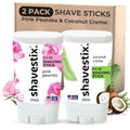 Shavestix Travel Shaving Cream Stick Set 0.5 Oz Each | Coconut Cr?me & Pink Peonies Mini Shave Bars| TSA Friendly Toiletries for Women & Men | Alt Shaving Gel, Soap
