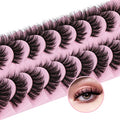 False Eyelashes Wispy Mink Lashes 18mm Strip Lashes Natural Look Fake Eyelashes Curly Soft Cat Eye Lash Pack 10 Pairs by EYDEVRO