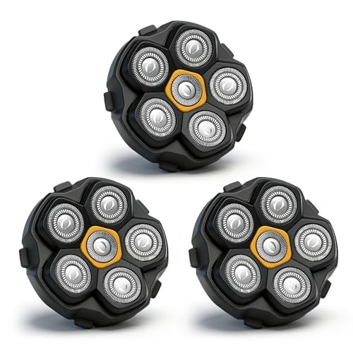 6 Blade Magnetic Replacement Shaving Heads for 6D Bald Head Shavers, Compatible with Most Magnetic Electric Razors for Men (3 Packs)