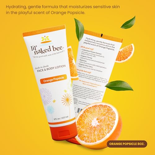 Lil Naked Bee Baby Lotion for Kids (8 oz) Orange Popsicle Cheeks to Cheeks Face & Body Lotion for Hydrating & Moisturizing for Skin