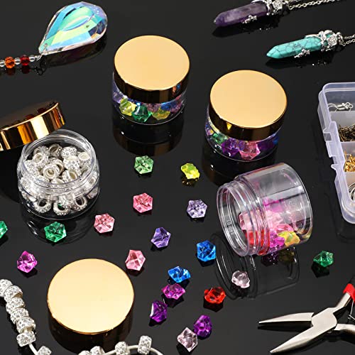 SATINIOR 36 Pieces 4 oz Plastic Jars with Lids Wide Mouth Airtight Reusable Container Acrylic Cosmetic Small Jars for Lotions Ointments Travel Toiletries Creams Make up Storage(Gold)