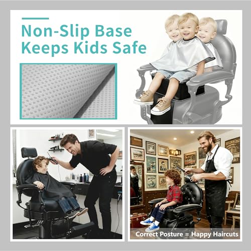 Salon Booster Seat for Kids Thick Cushioned Haircut Stool,Portable Salon Station Hair Cutting Sap Equipment(Black)