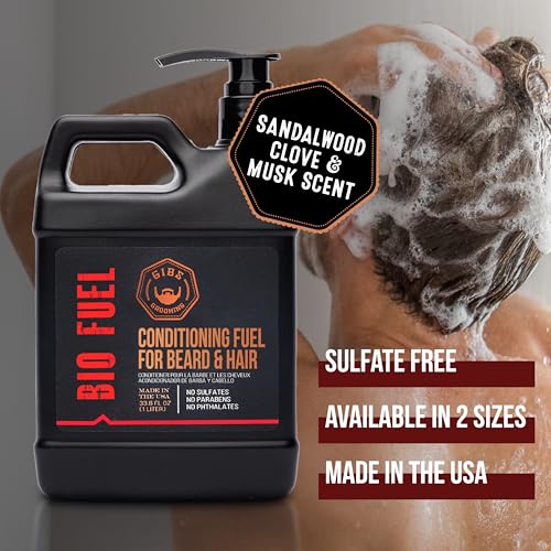 GIBS BioFuel Hair Conditioner For Men - Beard & Hair Conditioner Moisturizing, Liter, 33.8 Fl Oz (Pack of 1)