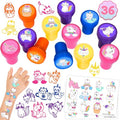36PCS Caticorn Party Favors - 24PCS Temporary Tattoos & 12PCS Stamps - Ideal Cat Unicorn Themed Birthday Card Decorations Supplies Goodie Bag Cute Rewards for Boys Girls Classroom Gifts Baby Shower