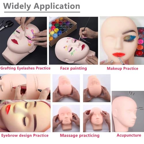 YIMART 1pcs Professional 23cm Mannequin Training Head Cosmetology Eyelash Eye Extension Practice