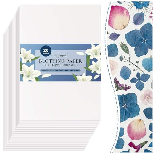 20 Sheets A4 Size Blotting Paper for Flower Press, Large Blotter Paper, Herbarium Paper Craft, Working With Flower Pressing Kit for Adults