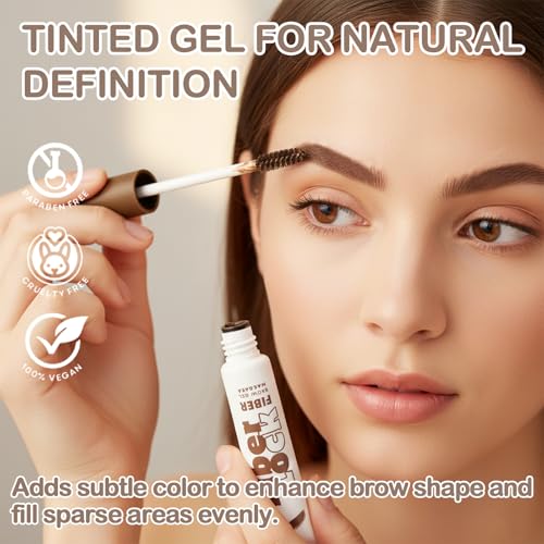 Fiber Lock Brow Mascara ? Medium Brown Tinted Fiber Brow Gel Mascara for Fuller Natural Brows ? Volumizing (01 MEDIUM BROWN, 0.23 oz / 6 g(PACK OF 1))