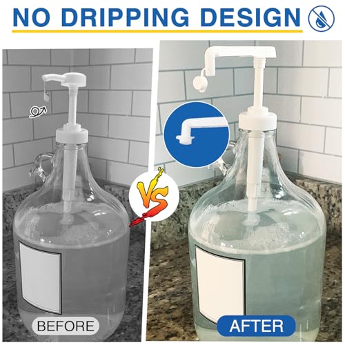 8Pcs Gallon Jug Pump Dispenser, 38-400 Leak Proof Pump for Gallon Jug - Lotion Shampoo Pump Cap Included, Fits 1 Gallon Bottle 64oz 128oz Shampoo Laundry Detergent Containers