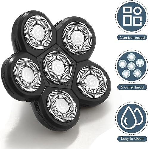 Head Shavers Replacement Blades, 6 Blades Head Shaver for Bald Men Replacement, Easy Install Electric Razor Shaver,Shaver Replacement Blades, Head Shavers for Bald Men, Shaver Head Replacemen(6 heads)