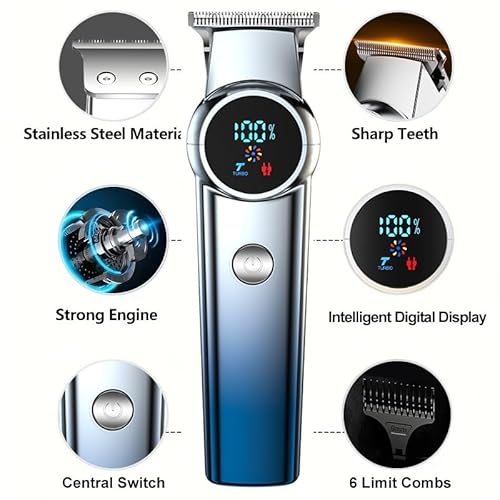 Hair Clippers for Men.Cordless Electric Hair Cutting Set. Rechargeable clipper, grooming kit. with LCD Display. Guards for Mens Haircut . Hair Cutting Kit with Pouch. Gift for men (Hair Clippers Set)