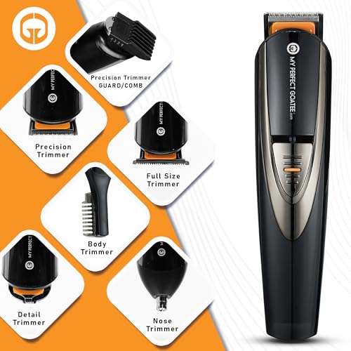 My Perfect Goatee¢ç? 13-in-1 Mens Grooming Kit - LED Display Beard Trimming Kit with Travel Bag, Charging Stand, & More - Waterproof, Cordless Electric Trimmer for Nose, Body, & More ? Ideal Gift Set