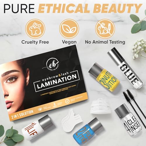 Eyebrow and Lash Lamination Kit | At Home DIY and Salon Use | 2in1 Professional Brow Lamination Kit and Lash Lift | Instant Lift For Fuller Eye Brows and Longer Eyelashes