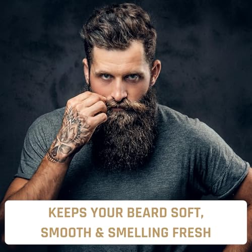 Derm Dude Full and Soft Beard Balm for Men ? Conditioning Balm with Natural Oils for Growth, Softness & Styling ? Tames Frizz, Hydrates Skin ? Non-Greasy - Island Rum, 2oz