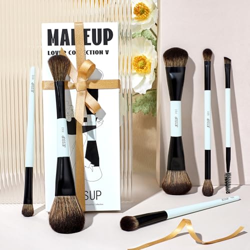 Jessup Double Sided Makeup Brushes Set T501 Bundled with Makeup Brush Set T329